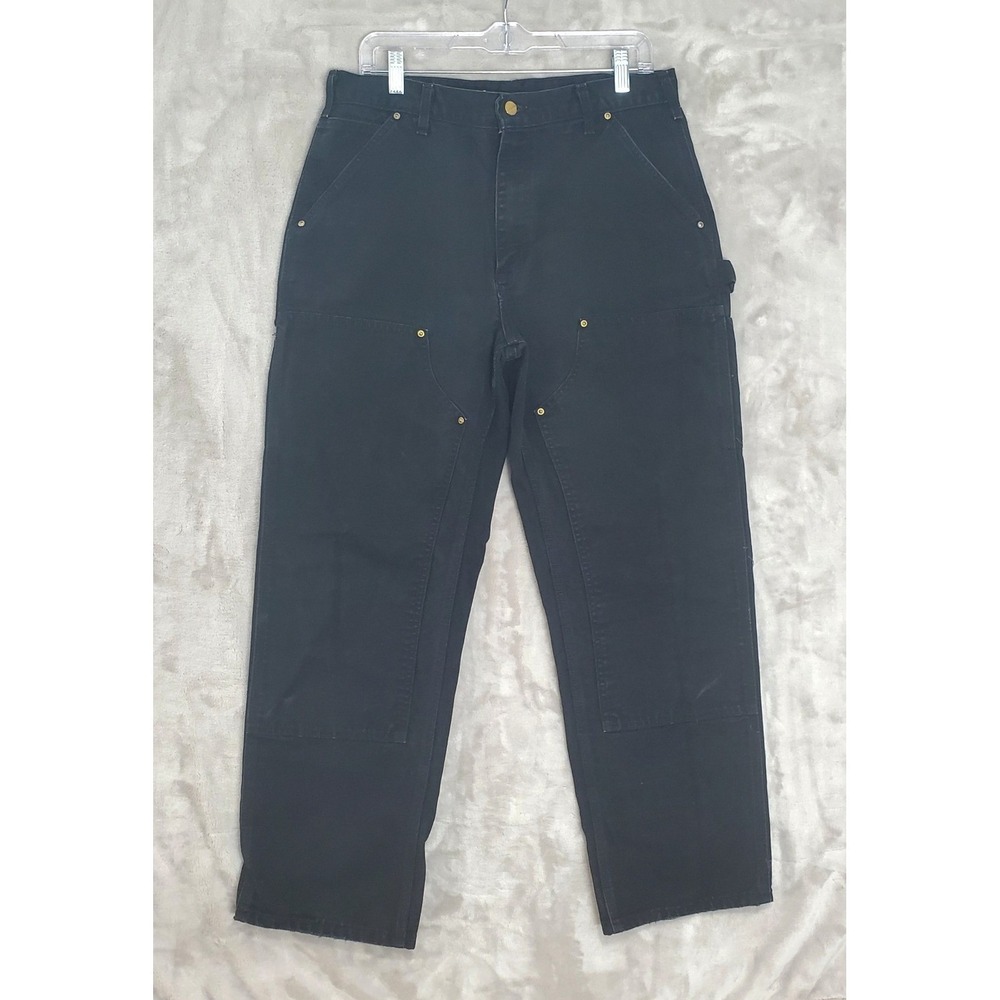 Vintage Carhartt B01 BLK Double Knee Work Pants Mens 32x30 Made In USA Black